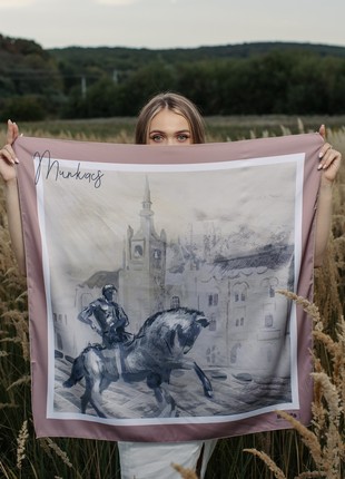 Scarf "Mukachevo" Size 85*85 cm silk shawl from Ukraine Sakura trees10 photo