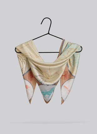 Scarf "Lviv" Size 57*57 cm silk shawl from Ukraine1 photo