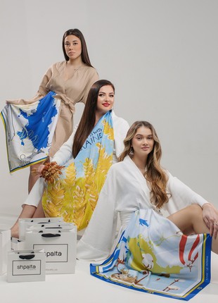 Scarf "Dream - Mriya" Size 57*57 cm silk shawl from Ukraine4 photo