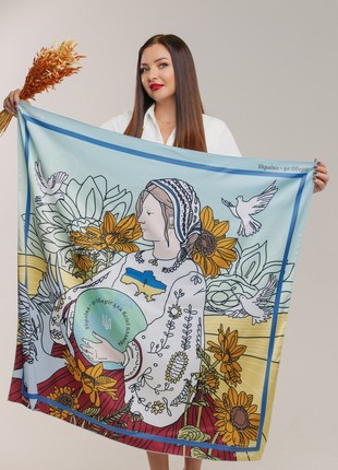 Scarf "Guardian Goddess" Size 57*57 cm silk shawl from Ukraine5 photo