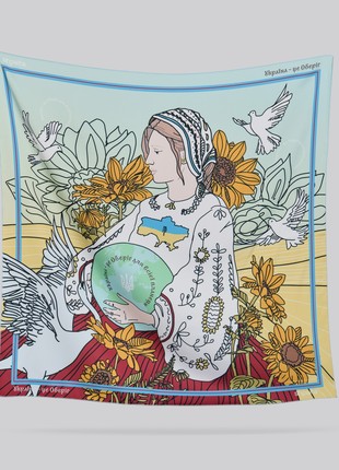 Scarf "Guardian Goddess" Size 85*85 cm silk shawl from Ukraine