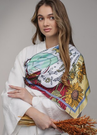 Scarf "Guardian Goddess" Size 57*57 cm silk shawl from Ukraine6 photo