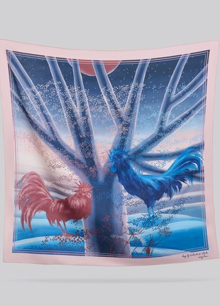 Scarf "Day And Night" Size 85*85 cm silk shawl from Ukraine