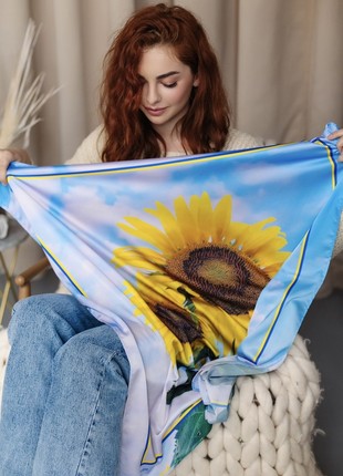 Scarf "Sunflowers" Size 70*70 cm silk shawl from Ukraine