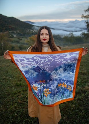 Scarf "Edem Garden" Size 70*70 cm silk shawl from Ukraine10 photo