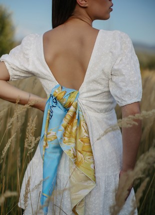 Scarf "My Heart Is With Ukraine" Size 57*57 cm silk shawl from Ukraine