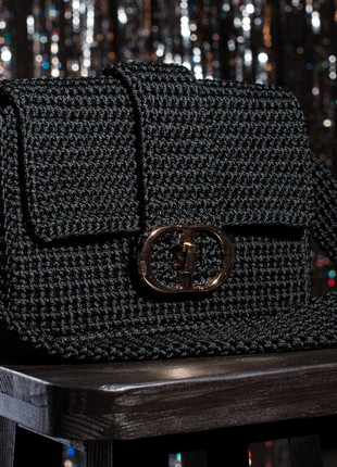 Woman's crossbody bag, black crochet shoulder bag, handmade summer bag4 photo