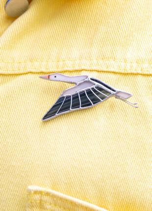 Brooch stork stained glass costume jewelry