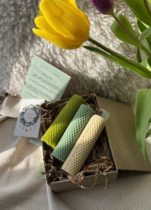 Easter Set of 3 x 100% pure beeswax standard-candles 12,5 cm x 3,5 cm1 photo