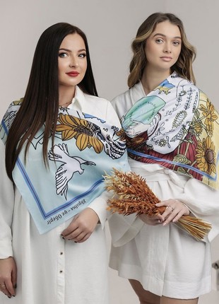 Scarf "Guardian Goddess" Size 70*70 cm silk shawl from Ukraine