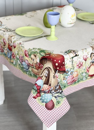 Easter tapestry tablecloth 54x54 in (137x137 cm.) festive tablecloth2 photo