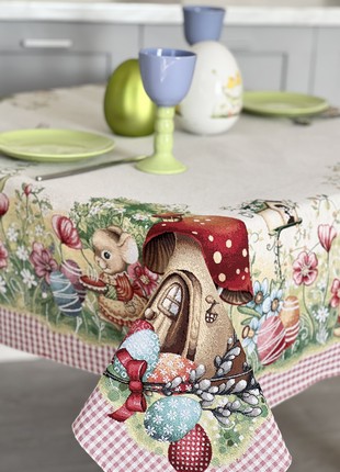 Easter tapestry tablecloth 54x54 in (137x137 cm.) festive tablecloth3 photo