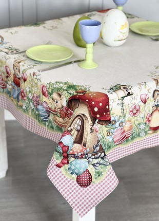 Easter tapestry tablecloth 54x102 in (137x260 cm.) festive tablecloth1 photo