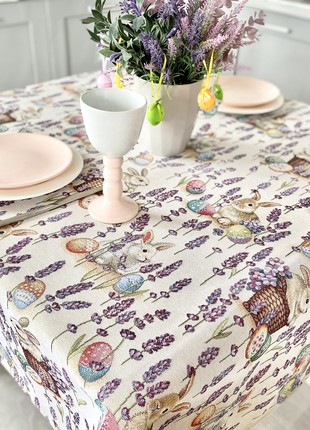 Easter tapestry tablecloth 54x54 in (137x137 cm.) festive tablecloth5 photo