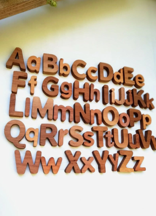Wooden Upper and Lower letters, Magnets lowercase
