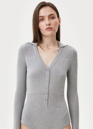 Grey knitted bodysuit with viscose