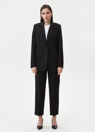 Black cropped pants made of suit fabric with visco4 photo