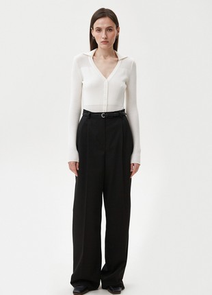 Black loose fit pants made of viscose suit fabric