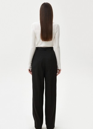 Black loose fit pants made of viscose suit fabric2 photo