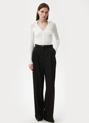 Black loose fit pants made of viscose suit fabric3 photo