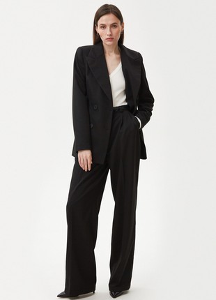 Black loose fit pants made of viscose suit fabric5 photo
