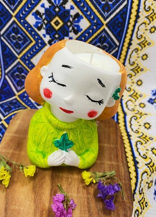 Soybean candle in a cache-pot series "Ukrainochka" - Katrusya3 photo
