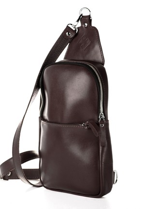 LEATHER CROSSBODY SLING BROWN2 photo