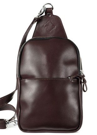 LEATHER CROSSBODY SLING BROWN3 photo