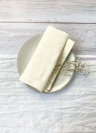 Set of 2 Off White Linen Cloth Napkins for Weddings and Dinners - 10'' x 10'' (25 x 25 cm)