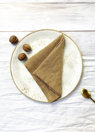 Set of 2 Golden Brown Cloth Napkins for Weddings and Dinners - 10'' x 10'' (25 x 25 cm)3 photo