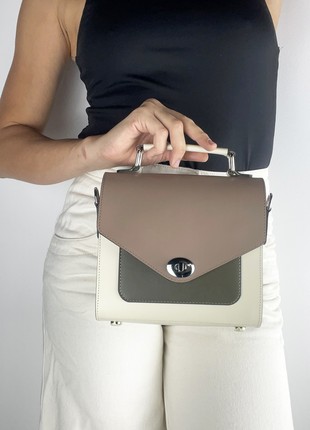 Small crossbody bag, Beige leather purse, Top handle leather handbag for woman, Lamponi Chest One2 photo