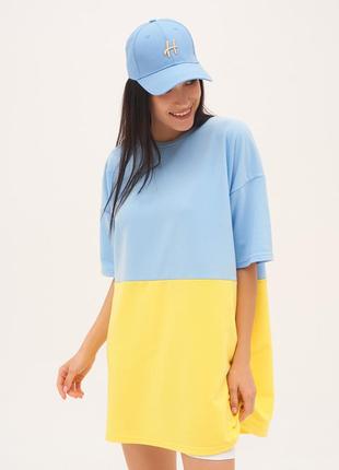 Issa plus unisex oversized t-shirt in yellow and blue1 photo