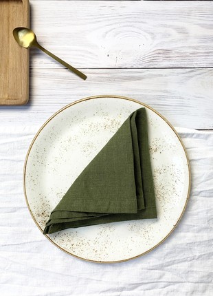 Set of 2 Moss Forest green Cloth Napkins for Weddings and Dinners - 10'' x 10'' (25 x 25 cm)1 photo