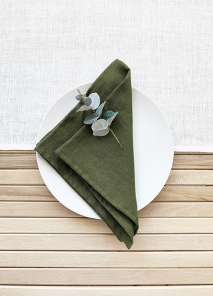 Set of 2 Moss Forest green Cloth Napkins for Weddings and Dinners - 10'' x 10'' (25 x 25 cm)2 photo