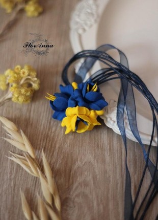 Blue-yellow set of jewelry in the Ukrainian style3 photo