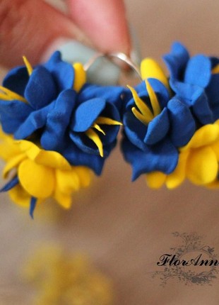 Blue-yellow set of jewelry in the Ukrainian style4 photo