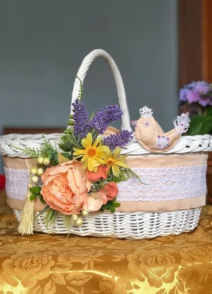 Easter basket in peach tones