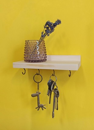 Wooden wall  shelf key holder