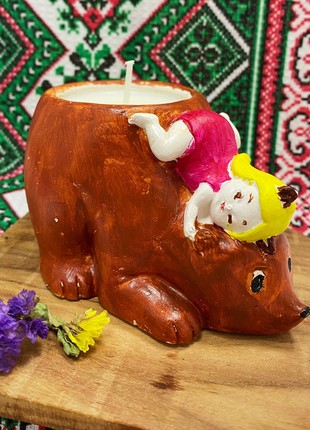 Soybean candle in a planter - Bear with a girl3 photo