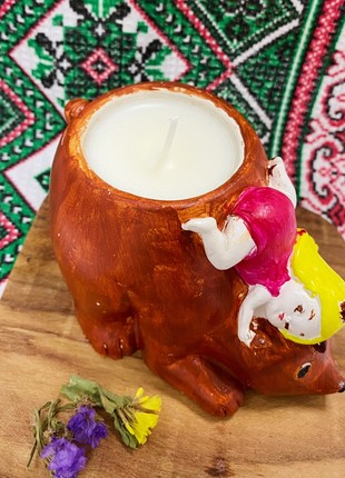 Soybean candle in a planter - Bear with a girl4 photo