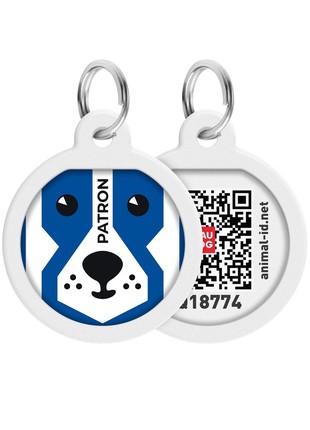 Metal pet tags WAUDOG Smart ID with QR passport, design “Patron”, circle, 25 mm