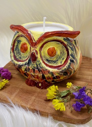 Soy candle in a planter - Wise owl4 photo