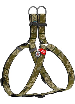 WAUDOG Nylon dog harness with QR pet tag, "Military" design, plastic fastex, size M, 20 mm 50-80 cm