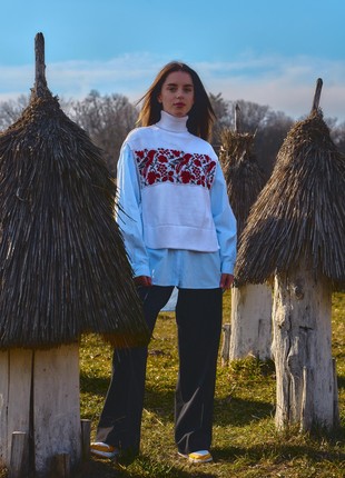 Knitted vest - shirtfront with an Ukrainian ornament7 photo