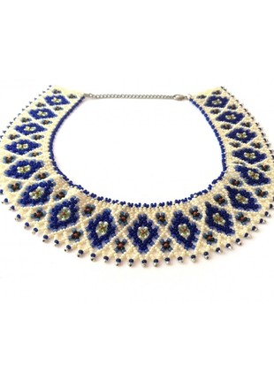 Beaded blue necklace Sylyanka light1 photo
