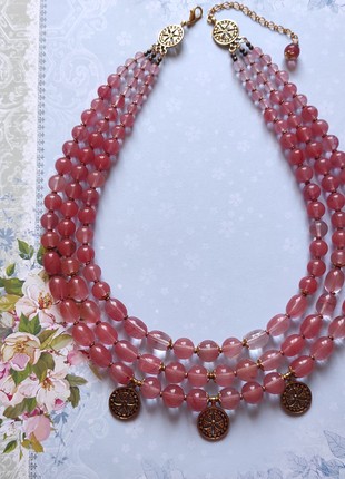 Necklace  "Pink currants" from tourmaline "Watermelon"
