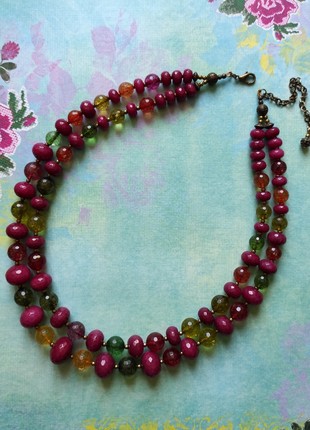 Necklace "Fruit necklace" from tourmaline and sugar quartz3 photo