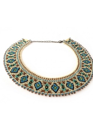 Beaded turquoise necklace Sylyanka light1 photo