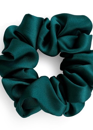 Wide silk scrunchie Deep Emerald by G.LVOV