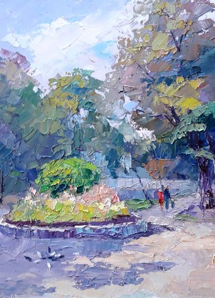 Oil painting Flowerbed fountain Serdyuk Boris Petrovich nSerb842